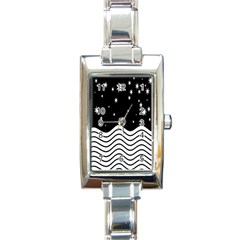 Black And White Waves And Stars Abstract Backdrop Clipart Rectangle Italian Charm Watch by Amaryn4rt