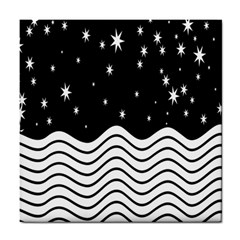 Black And White Waves And Stars Abstract Backdrop Clipart Tile Coasters by Amaryn4rt