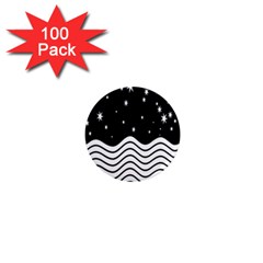 Black And White Waves And Stars Abstract Backdrop Clipart 1  Mini Magnets (100 Pack)  by Amaryn4rt