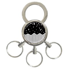 Black And White Waves And Stars Abstract Backdrop Clipart 3-ring Key Chains by Amaryn4rt