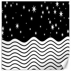 Black And White Waves And Stars Abstract Backdrop Clipart Canvas 12  X 12   by Amaryn4rt