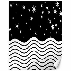 Black And White Waves And Stars Abstract Backdrop Clipart Canvas 12  X 16   by Amaryn4rt