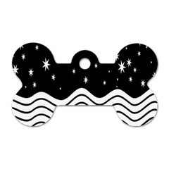 Black And White Waves And Stars Abstract Backdrop Clipart Dog Tag Bone (two Sides) by Amaryn4rt