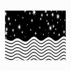 Black And White Waves And Stars Abstract Backdrop Clipart Small Glasses Cloth (2-side) by Amaryn4rt