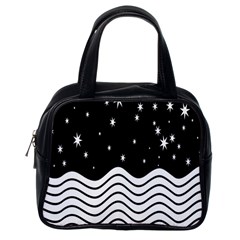 Black And White Waves And Stars Abstract Backdrop Clipart Classic Handbags (one Side) by Amaryn4rt