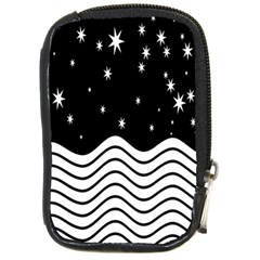 Black And White Waves And Stars Abstract Backdrop Clipart Compact Camera Cases by Amaryn4rt