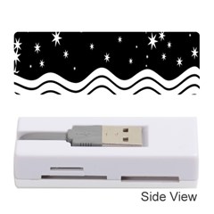 Black And White Waves And Stars Abstract Backdrop Clipart Memory Card Reader (stick)  by Amaryn4rt