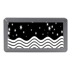 Black And White Waves And Stars Abstract Backdrop Clipart Memory Card Reader (mini) by Amaryn4rt