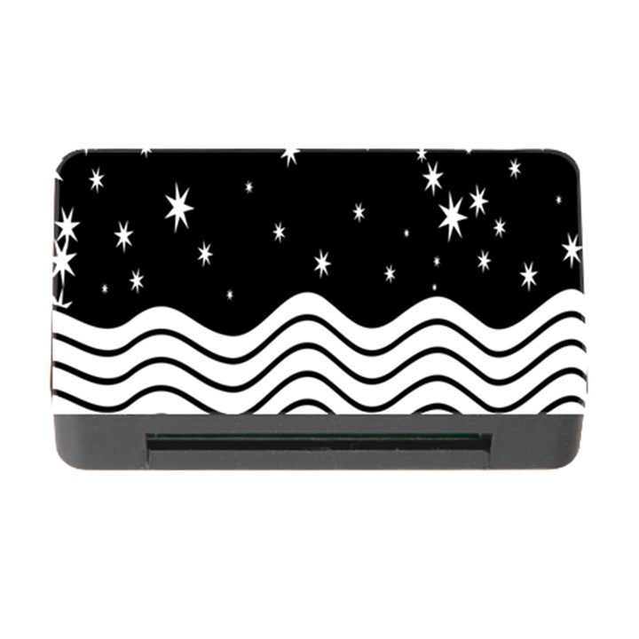 Black And White Waves And Stars Abstract Backdrop Clipart Memory Card Reader with CF