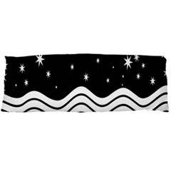 Black And White Waves And Stars Abstract Backdrop Clipart Body Pillow Case Dakimakura (two Sides) by Amaryn4rt