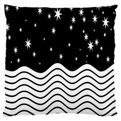 Black And White Waves And Stars Abstract Backdrop Clipart Large Cushion Case (one Side) by Amaryn4rt