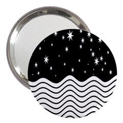 Black And White Waves And Stars Abstract Backdrop Clipart 3  Handbag Mirrors by Amaryn4rt