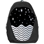 Black And White Waves And Stars Abstract Backdrop Clipart Backpack Bag Front