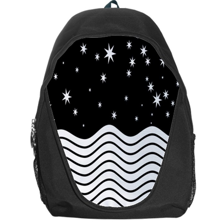 Black And White Waves And Stars Abstract Backdrop Clipart Backpack Bag