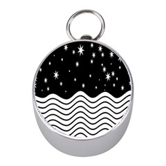 Black And White Waves And Stars Abstract Backdrop Clipart Mini Silver Compasses