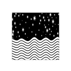 Black And White Waves And Stars Abstract Backdrop Clipart Satin Bandana Scarf by Amaryn4rt