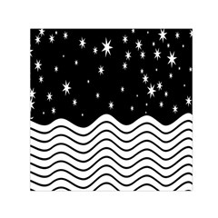 Black And White Waves And Stars Abstract Backdrop Clipart Small Satin Scarf (square)