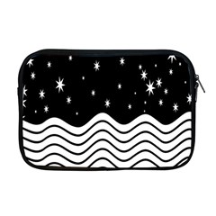 Black And White Waves And Stars Abstract Backdrop Clipart Apple Macbook Pro 17  Zipper Case