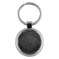 Black White Crocodile Background Key Chains (round)  by Amaryn4rt