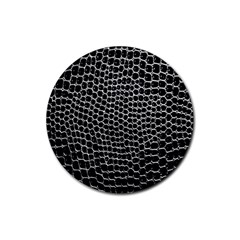 Black White Crocodile Background Rubber Coaster (round)  by Amaryn4rt