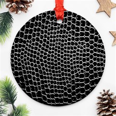 Black White Crocodile Background Round Ornament (two Sides) by Amaryn4rt