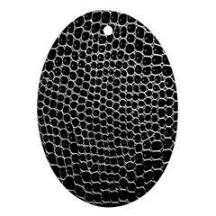 Black White Crocodile Background Oval Ornament (two Sides)