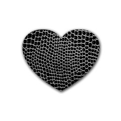 Black White Crocodile Background Heart Coaster (4 Pack)  by Amaryn4rt