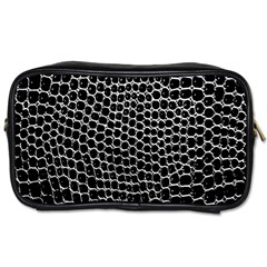 Black White Crocodile Background Toiletries Bags by Amaryn4rt