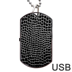 Black White Crocodile Background Dog Tag Usb Flash (two Sides)