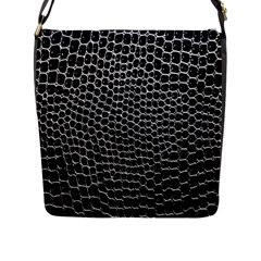 Black White Crocodile Background Flap Messenger Bag (l)  by Amaryn4rt