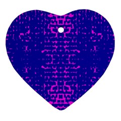 Blue And Pink Pixel Pattern Ornament (heart) by Amaryn4rt