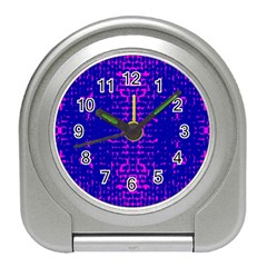 Blue And Pink Pixel Pattern Travel Alarm Clocks by Amaryn4rt