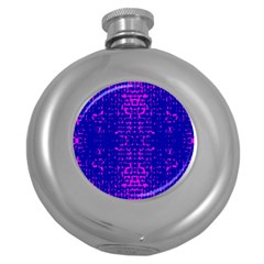 Blue And Pink Pixel Pattern Round Hip Flask (5 Oz) by Amaryn4rt