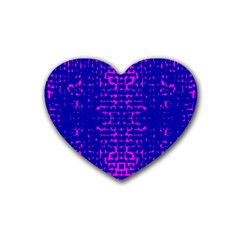 Blue And Pink Pixel Pattern Rubber Coaster (heart)  by Amaryn4rt