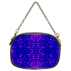 Blue And Pink Pixel Pattern Chain Purses (one Side)  by Amaryn4rt