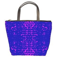 Blue And Pink Pixel Pattern Bucket Bags by Amaryn4rt