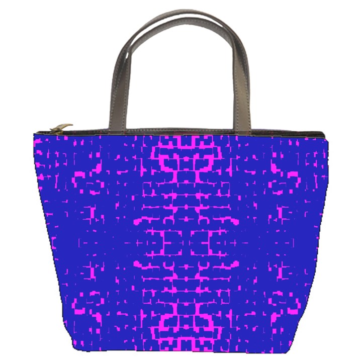 Blue And Pink Pixel Pattern Bucket Bags