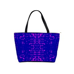 Blue And Pink Pixel Pattern Shoulder Handbags by Amaryn4rt