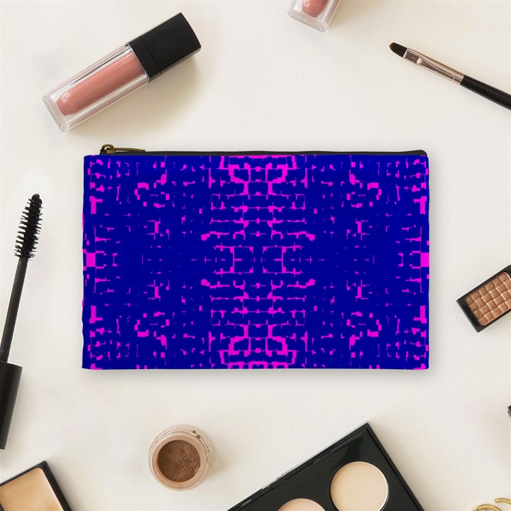 Blue And Pink Pixel Pattern Cosmetic Bag (Medium) 