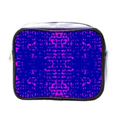 Blue And Pink Pixel Pattern Mini Toiletries Bags by Amaryn4rt