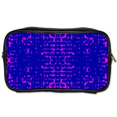 Blue And Pink Pixel Pattern Toiletries Bags by Amaryn4rt