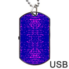 Blue And Pink Pixel Pattern Dog Tag Usb Flash (two Sides) by Amaryn4rt