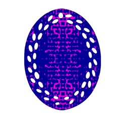 Blue And Pink Pixel Pattern Oval Filigree Ornament (two Sides)