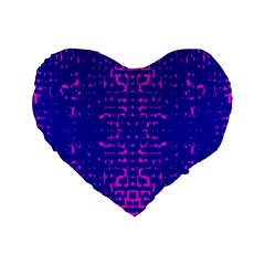 Blue And Pink Pixel Pattern Standard 16  Premium Heart Shape Cushions by Amaryn4rt