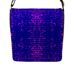 Blue And Pink Pixel Pattern Flap Messenger Bag (l)  by Amaryn4rt