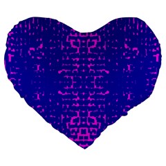 Blue And Pink Pixel Pattern Large 19  Premium Flano Heart Shape Cushions