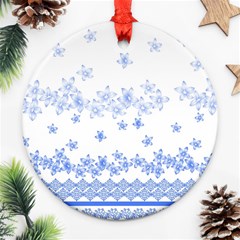 Blue And White Floral Background Ornament (round) by Amaryn4rt