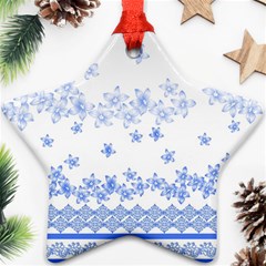 Blue And White Floral Background Ornament (star) by Amaryn4rt