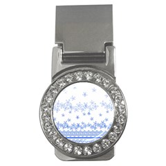 Blue And White Floral Background Money Clips (cz)  by Amaryn4rt