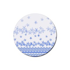 Blue And White Floral Background Rubber Coaster (round)  by Amaryn4rt